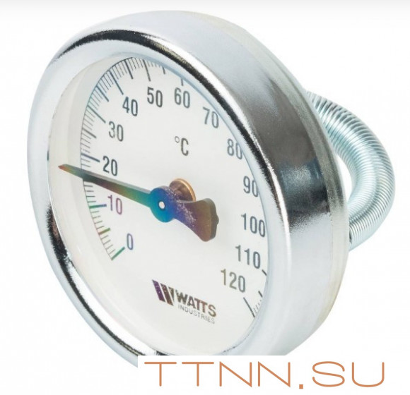 Термометр биметаллический накладной с пружиной Watts FR810 (TAB) 63 мм. Термометр биметаллический накладной с пружиной Watts FR810 (TAB) 63 мм.