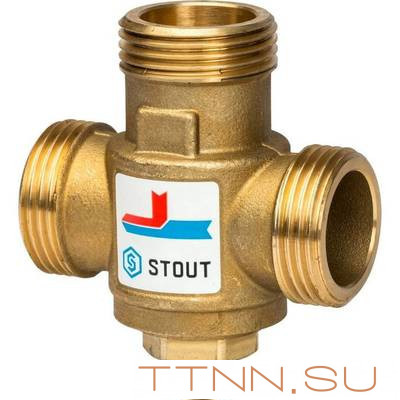 Смесительный клапан STOUT G 1 1/2M-G 1 1/2F-G 1 M 70°С