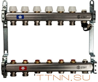 Коллектор с запорными клапанами STOUT SMS-0932-000006 Коллектор с запорными клапанами STOUT SMS-0932-000006