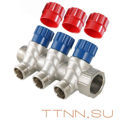 Коллектор с регулировочными вентилями и наружной резьбой Valtec 1*3*1/2  VT.560.N