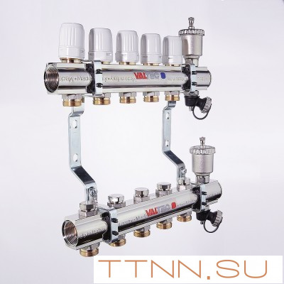 Для отопления VALTEC 1"х4 вых. Евроконус 3/4"