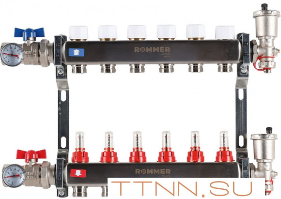 Для отопления Rommer 1"/3/4"x6 с расходомерами (RMS-1210-000006)