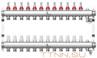 Коллектор для теплого пола Wester 1"-3/4 в сборе с расходомерами на 12 выходов