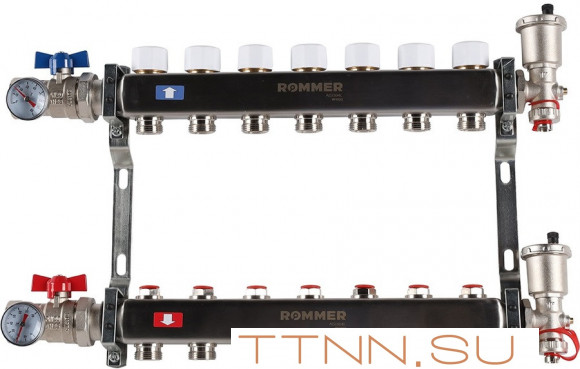 Для отопления Rommer 1"/3/4"x7 с запорными клапанами (RMS-3210-000007)