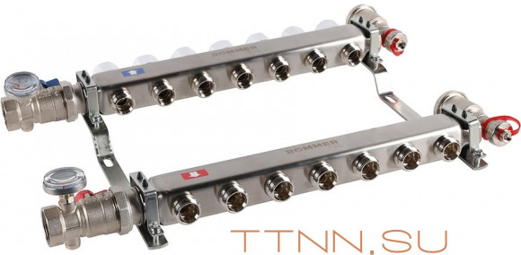 Для отопления Rommer 1"/3/4"x7 с запорными клапанами (RMS-3210-000007)