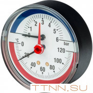 Термоманометр аксиальный Watts FR 818 (TMAX) 6 бар Термоманометр аксиальный Watts FR 818 (TMAX) 6 бар