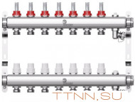 Коллектор для теплого пола Wester 1"-3/4 в сборе с расходомерами на 7 выходов