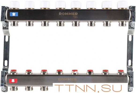 Для отопления Rommer 1"/3/4"x8 с запорными клапанами (RMS-3200-000008)