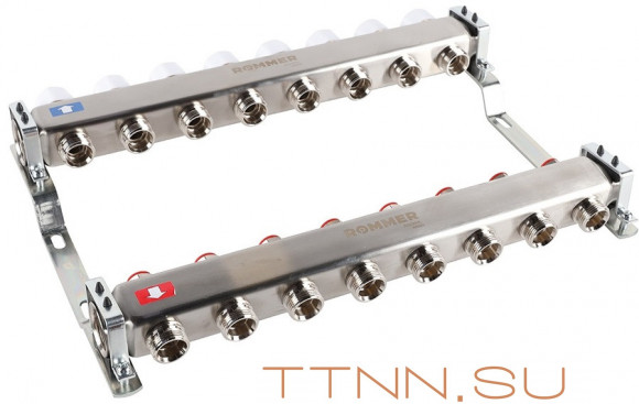 Для отопления Rommer 1"/3/4"x8 с запорными клапанами (RMS-3200-000008)