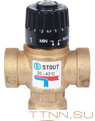 Смесительный клапан STOUT 3/4 ВР 20-43°С KV 1,6 м3/ч